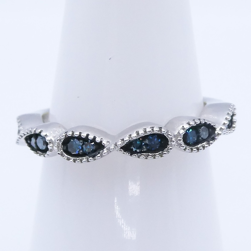 Chuck Clemency Blue Diamond Infinity Rhodium New Sterling Silver Sz 7 Ring